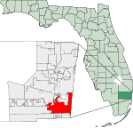 Map of Florida highlighting Hollywood